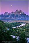Photo: Moonset over mountains from Snake River Overlook, Grand Teton National Park, Wyoming