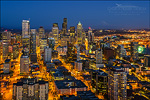 Photo: Evening light over the skyline of downtown Seattle, Washington