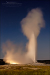 Photo: Old Faithful Geyser erupts in moonlight, Yellowstone National Park, Wyoming