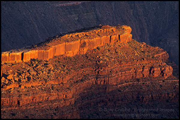 Photo: Sunset light on rock formation inside the Grand Canyon, Grand Canyon National Park, Arizona