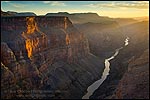 Photo: Steep canyon walls over the Colorado River at sunset. Toroweap, North Rim, Grand Canyon National Park, Arizona