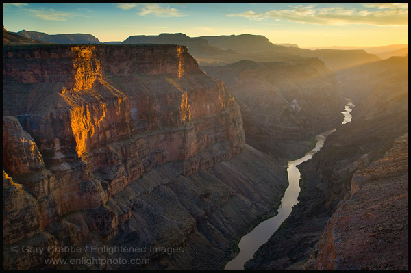 Photo: Steep canyon walls over the Colorado River at sunset, Toroweap, North Rim, Grand Canyon National Park, Arizona