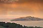 Rainbow at sunset over Angel Island and Richardson Bay, Marin County, California