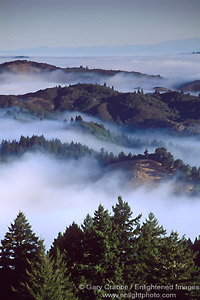 Fog over rolling hills near Mount Tamalpais, Marin County, California