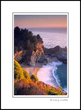 Sunset light at McWay Falls, Julia Pfeiffer Burns State Park, Big Sur Coast, California