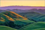 picture: Sunset light on rolling green hills in spring in the Tassajara Region, California