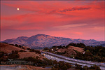 picture: Moonrise at sunset over Mt. Diablo and freeway, Lafayette, Contra Costa County, California