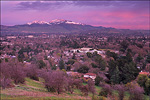picture: Winter sunset light on snow-capped Mount Diablo and Pleasant Hill, Contra Costa County, California