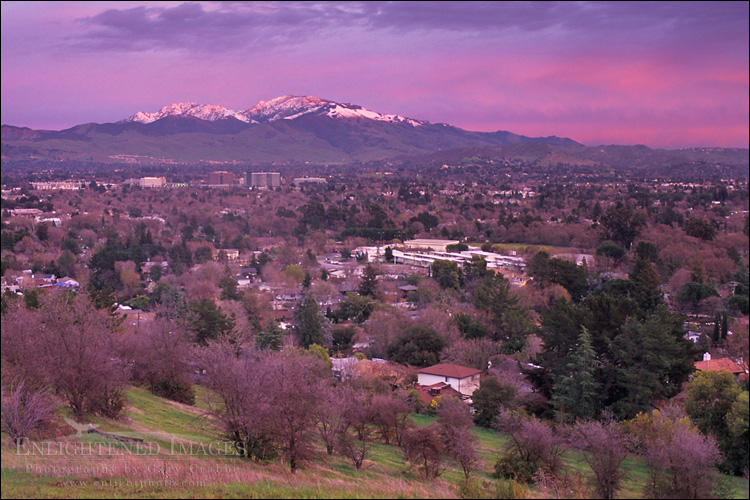 Photo: Winter sunset light on snow-capped Mount Diablo and Pleasant Hill, Contra Costa County, California