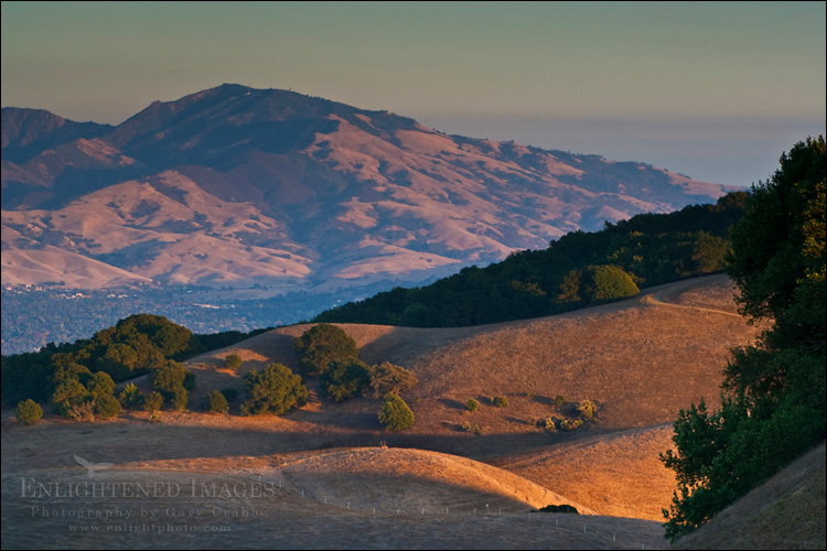 Photo: Mount Diablo at sunset as seen from Briones Regional Park, Contra Costa County, California