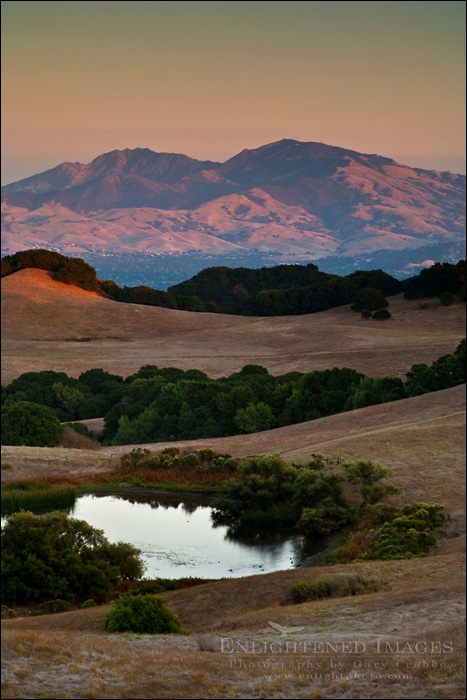 Photo: Mount Diablo at sunset as seen from Briones Regional Park, Contra Costa County, California