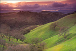 picture: Stormy sunset over green hills, Mount Diablo State Park, Contra Costa County, California