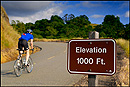 Picture: 2,814 more feet to go, bicylist biking up Mt. Diablo, California