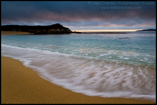 Picture: Wave breaking on sand, Carmel River State Beach, California