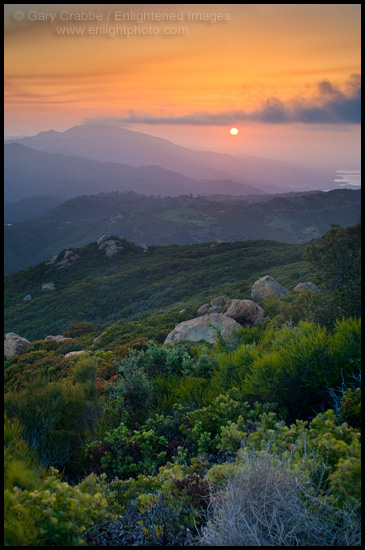 Sunset over the Santa Ynez Mountains, near Santa Barbara, California