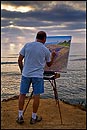 Photo: Artist Bill Jewell painting at Sunset Cliffs, San Diego, California