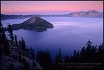 Picture: Twilight over Wizard Island and Crater Lake, Crater Lake National Park, Oregon