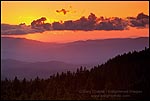 Picture: Sunset and clouds over forest and distant hills, Crater Lake National Park, Oregon