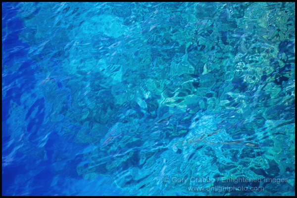 Photo: Clear blue water at steep drop off near the Phantom Ship, Crater Lake, Crater Lake National Park, Oregon