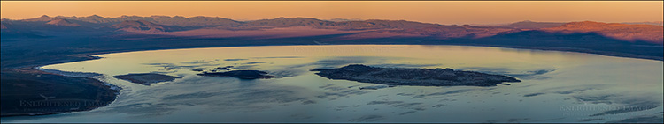 Panoramic Photo: Overlooking Mono Lake at sunset from above Lee Vining, Eastern Sierra, California
