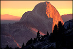 Picture: Sunset light on the face of Half Dome from Olmsted Point, Yosemite National Park, California