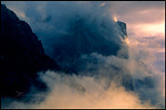 Picture: Storm clouds at sunrise shroud El Capitan, Yosemite Valley, Yosemite National Park, California