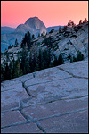 Picture: Evening light and pink sky over Half Dome from Olmsted Point, Yosemite National Park, California