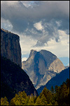 Picture: SSpring storm cloulds over El Capitan and Half Dome above Yosemite Valley, Yosemite National Park, California