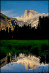 Picture: Cloud on Half Dome at sunset reflected in water, Cooks Meadow, Yosemite Valley, Yosemite National Park, California