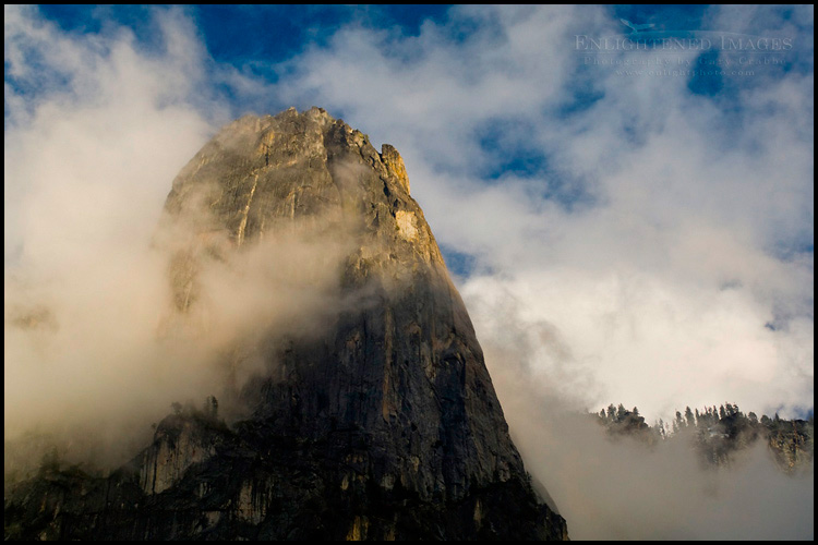 Picture: Clearing storm clouds breaking over the top of Sentinel Rock, Yosemite Valley, Yosemite National Park, California