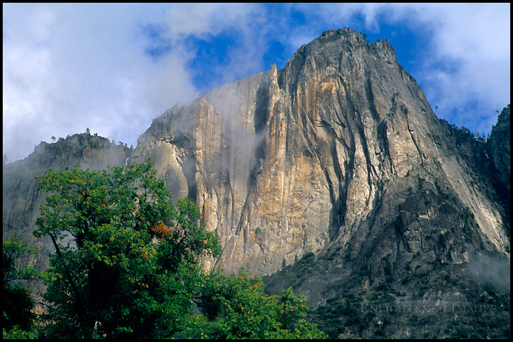 Picture: Clearing fall storm clouds over Lost Arrow Spire, Yosemite Valley, Yosemite National Park, California