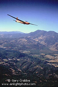 Soarplane glider over the Napa Valley and Mount St. Helena, California