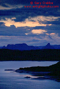 Storm clouds at sunrise over Lake Powell, Glen Canyon National Recreation Area, near Page, Arizona