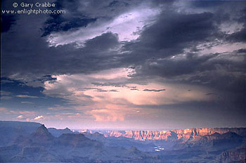 Thunderstorm clouds over the Grand Canyon at sunset, Grand Canyon National Park, Arizona