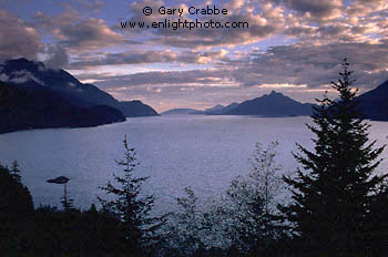 Sunset after a storm over Howe Sound, Sea-to-Sky Road, near Squamish, British Columbia, Canada