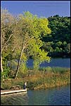 Picture: Fisherman on dock at Lafayette Reservoir, Lafayette, California