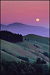 Photo: Full moon rising at dusk over green hills and Mount Diablo in Spring, East Bay Hills near Orinda, California