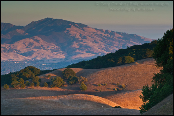 Photo: Sunset light on Mount Diablo as seen from Briones Regional Park, Contra Costa County, California