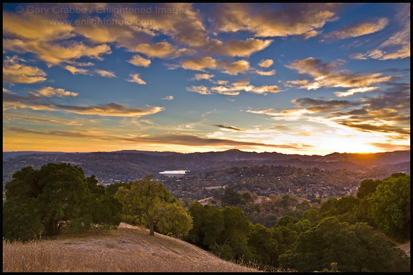 Photo: Sunset over hills of Lafayette, California