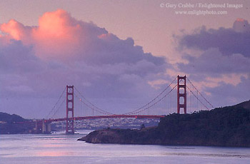 Storm clouds at sunrise over the Golden Gate Bridge, San Francisco, California