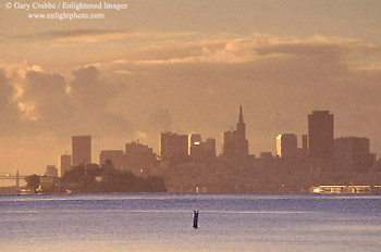 Morning light seen over San Francisco and San Francisco Bay, from Tiburon, California