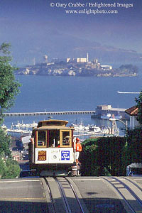 Cable Car on Hyde Street, Russian Hill, San Francisco, California