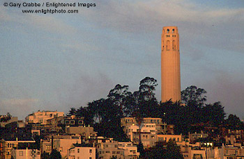Coit Tower at sunrise, Telegraph Hill, San Francisco, California