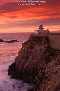 Sunset over the Camera Obscura, near the Cliff House & Ocean Beach, San Francisco, California