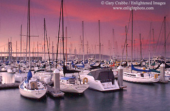 Sunset over the San Francisco Yacht Harbor, China Basin, San Francisco, California