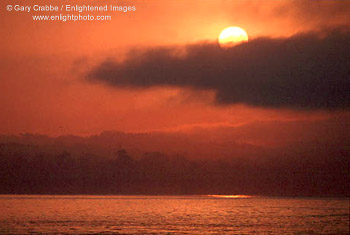 Fog at sunrise moving over Northern Monterey Bay, from Capitola, California