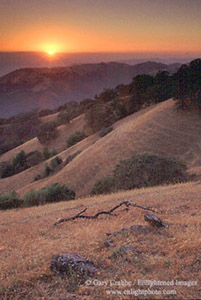 Sunset over the rolling hills along Palassou Ridge, Santa Clara County, California