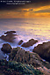 Waves breaking over coastal rocks at sunset, Bodega Head, Sonoma County, California