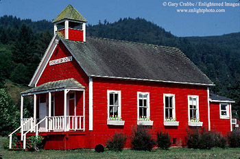 Old one-room schoolhouse at Stone Lagoon, Humboldt County, California