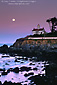 Moonset at dawn over Battery Point Lighthouse, Crescent City, Del Norte County, California